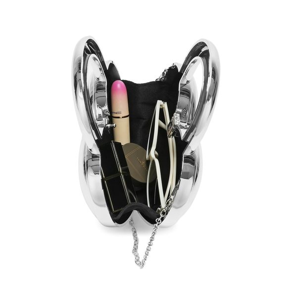 Acrylic Evening Chic Metal Clutch Shiny Round Top Handle Love Heart Shape :) - Picture 3 of 5